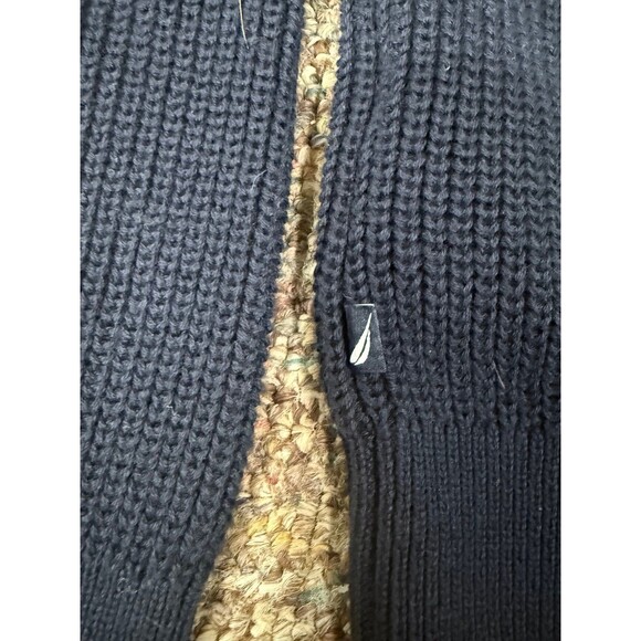 NWT Náutica Navy Structured Ribbed Knit Crew Mock Neck Pull Over Sweater Medium - Picture 9 of 11